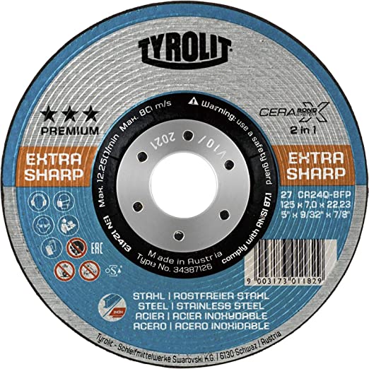 Disque a meuler Tyrolit Premium Cerabond; 125x7 mm