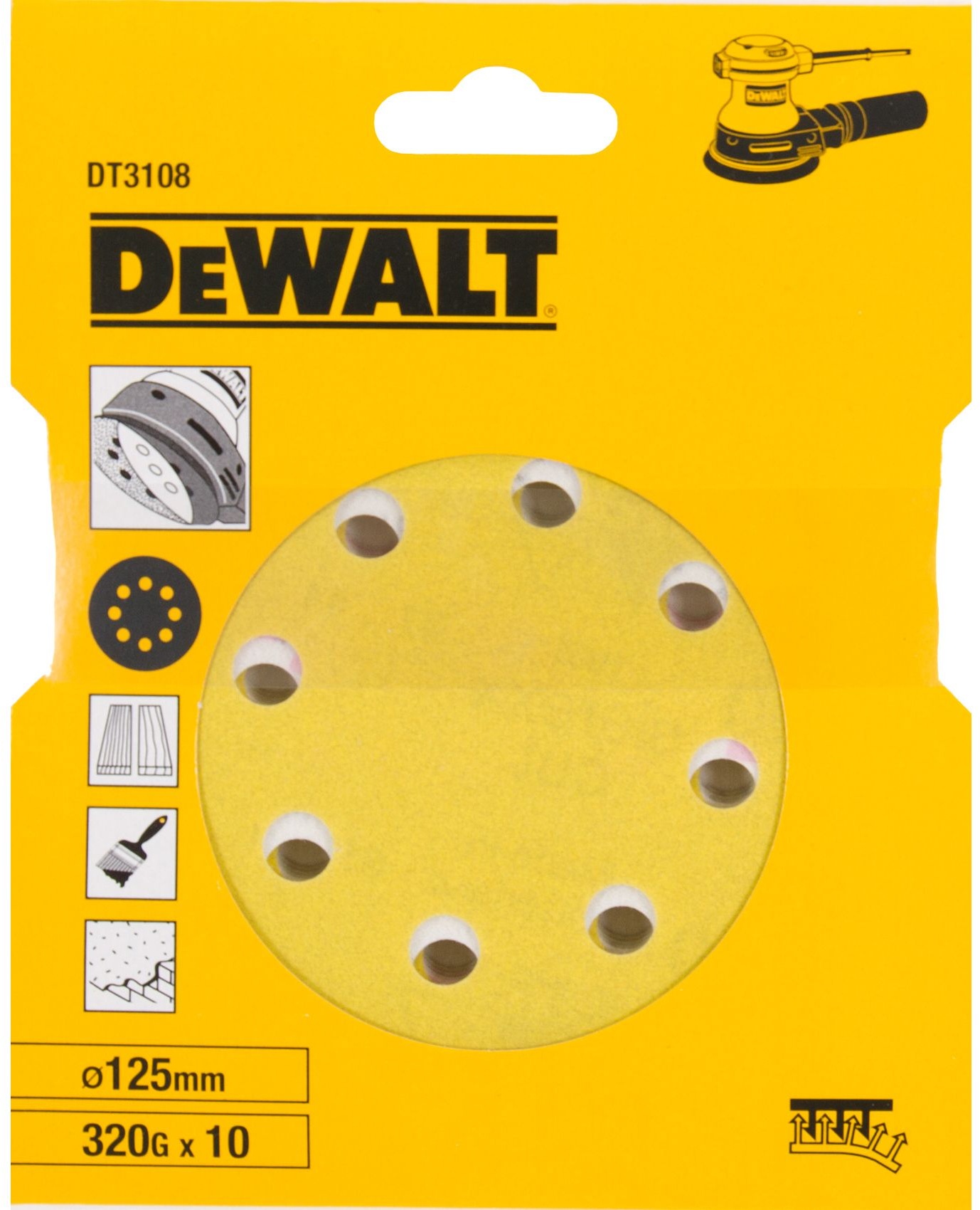 Papier de sable pour le bois DeWalt DT3108-QZ; K320; 125 mm; P320; 10 unités