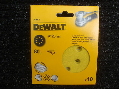 Papier de sable pour le bois DeWalt DT3103-QZ; K80; 125 mm; 10 unités