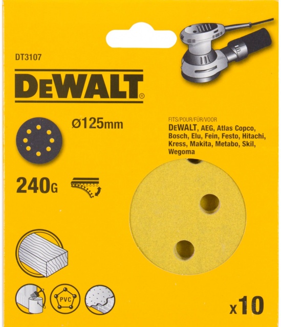 Papier de sable DeWalt DT3107-QZ; K240; 125 mm; 10 unités