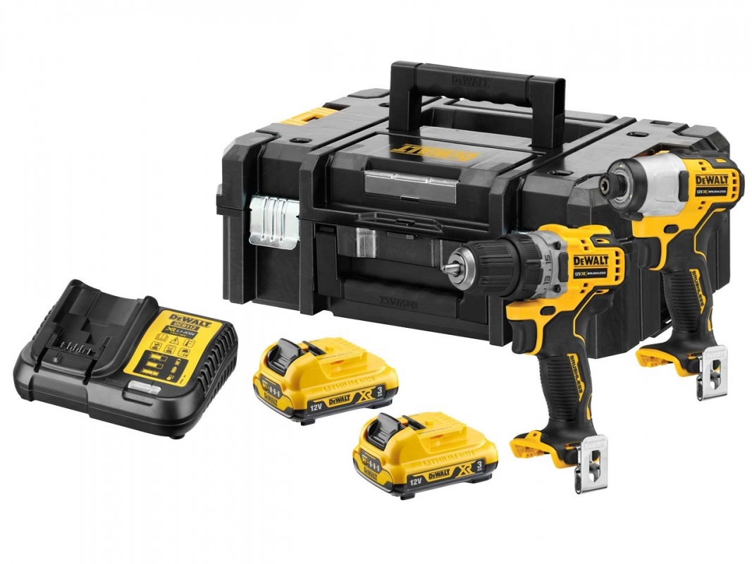 Ensemble d'outils DeWalt DCK2110L2T-QW (DCD701 + DCF801); 12 V; 2x3,0 Ah accu.