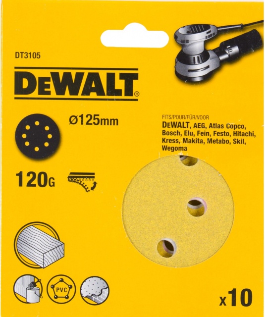 Papier de sable DeWalt DT3105-QZ; K120; 125 mm; 10 unités