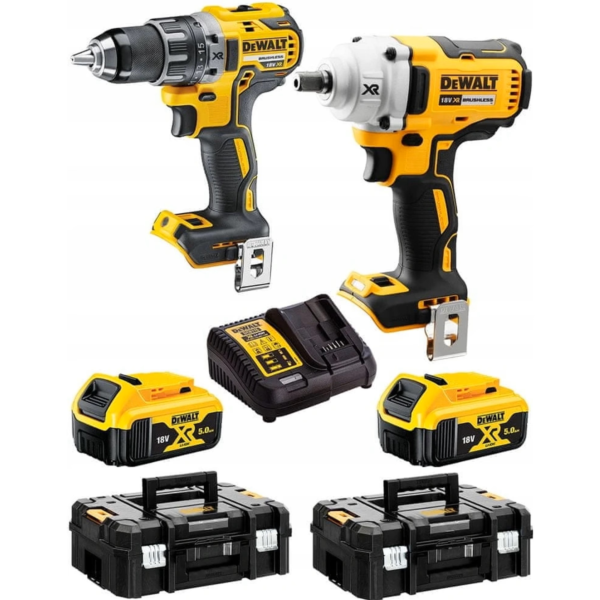 Ensemble d'outils DeWalt (DCD791 + DCF894); 18 V; 2x5,0 Ah accu.