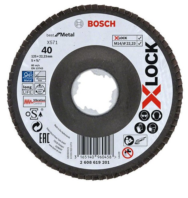 Meule-éventail Bosch X-LOCK; 125 mm; K 40