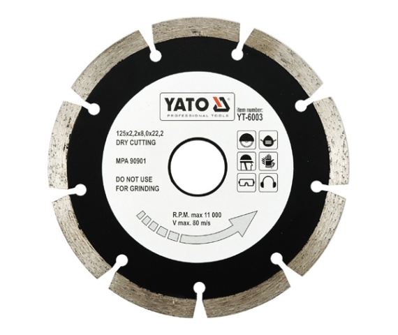 Disque à tronçonner diamant pour coupe à sec Yato YT-6003; 125 mm
