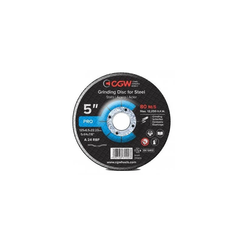 Disque de ponçage pour métal CGW; 125x6,5x22,23 mm; A 24 RBF