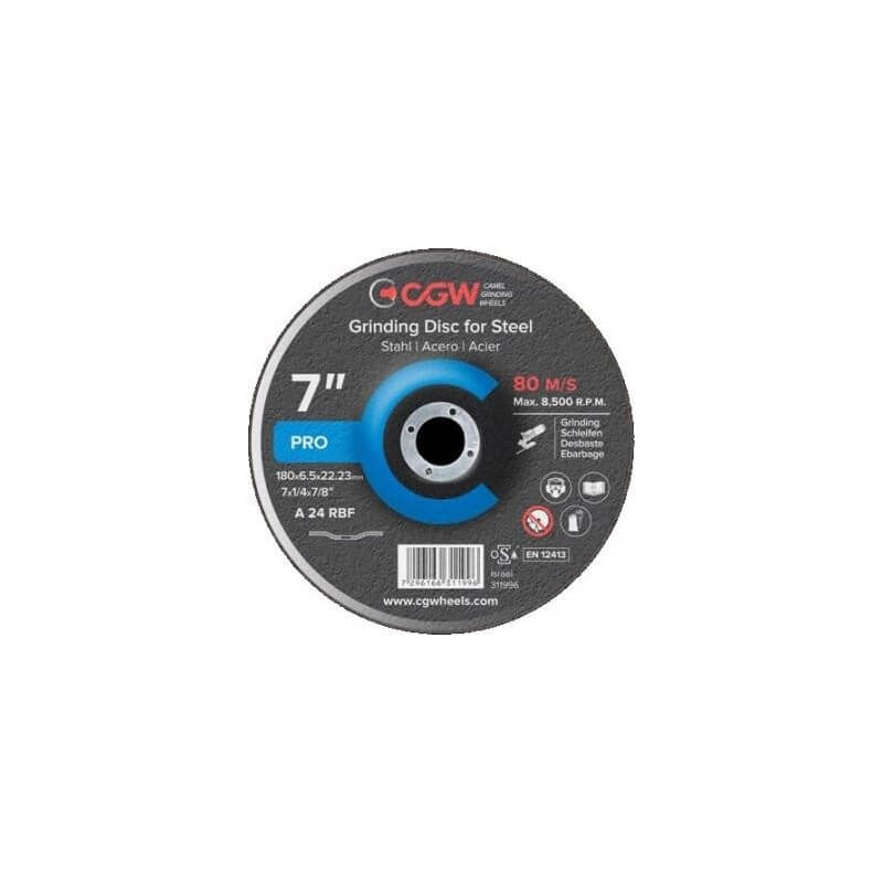 Disque de ponçage pour métal CGW; 230x6,5x22,2 mm; A 24 RBF
