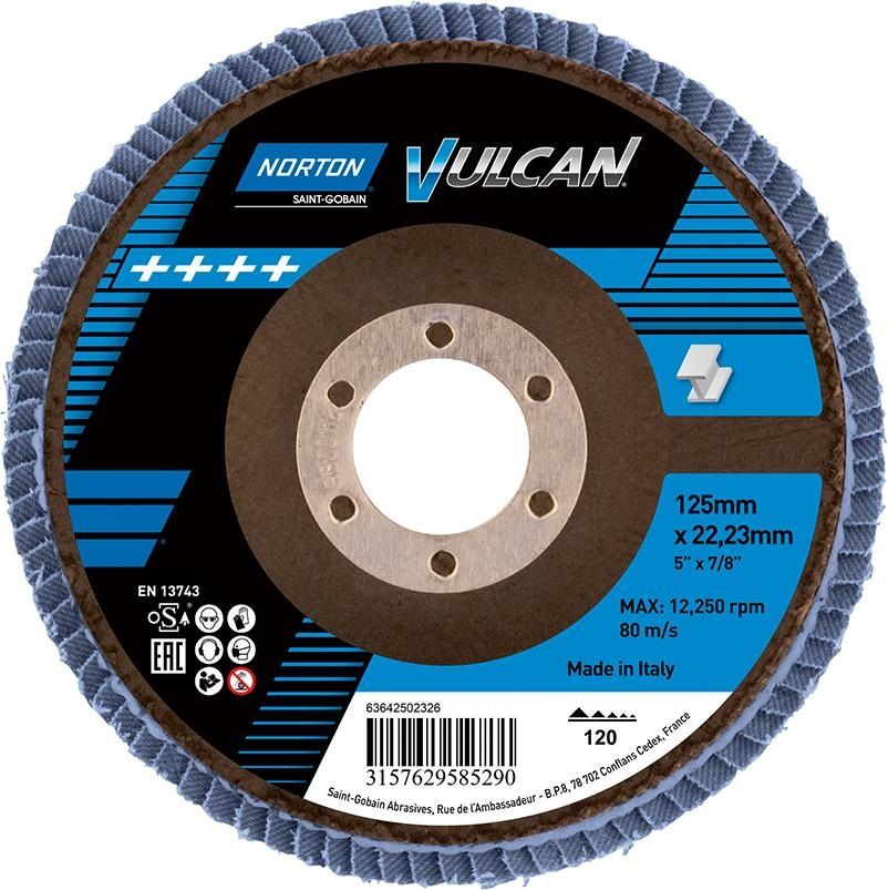 Meule-éventail Norton Vulcan R842; 125x22 mm; P120