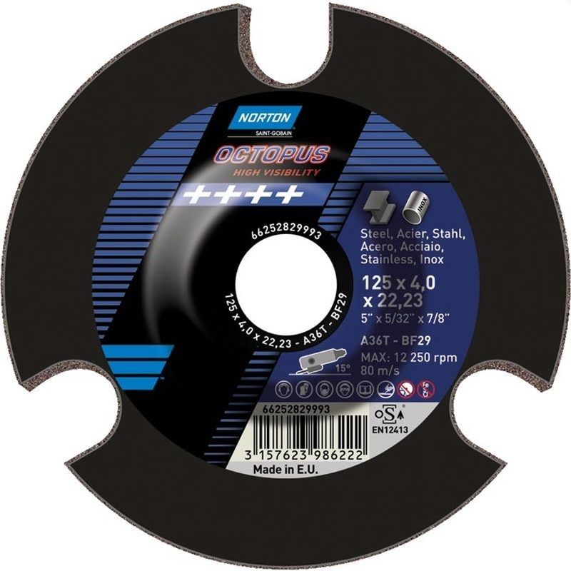Disque a meuler Norton Octopus; 125x4,0x22 mm; A 36 T-BF29