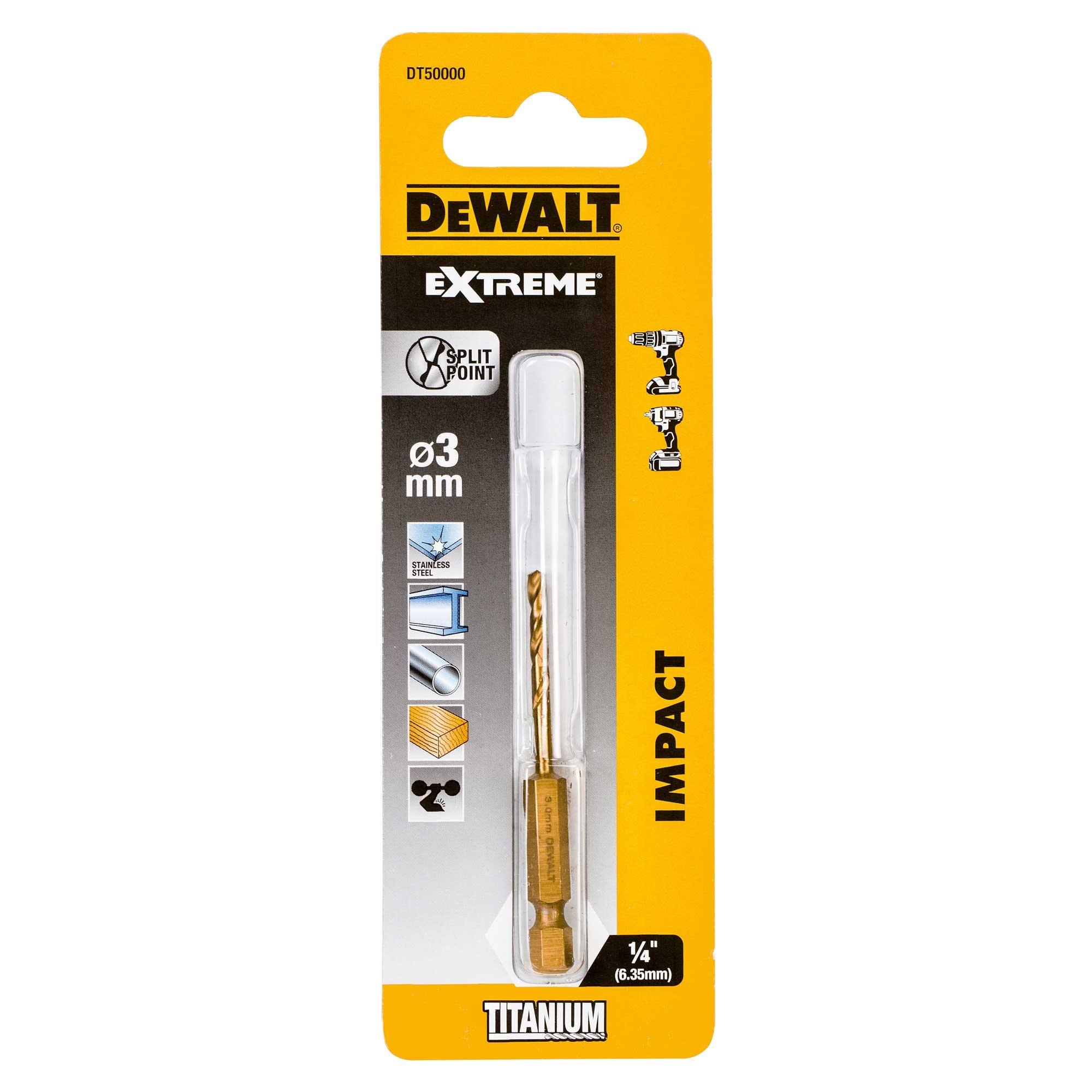 Foret en métal DeWalt Extreme DT50000-QZ; 3x26x64 mm; pour perceuse à percussion