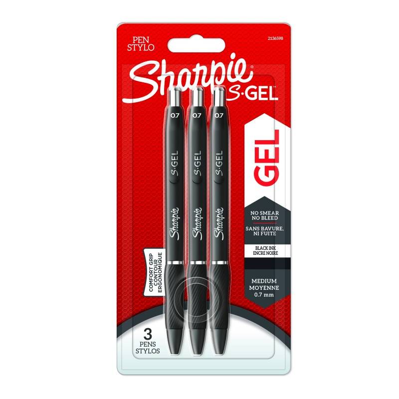 Ensemble de stylo marqueur Sharpie S Gel; 3 pcs .; noir