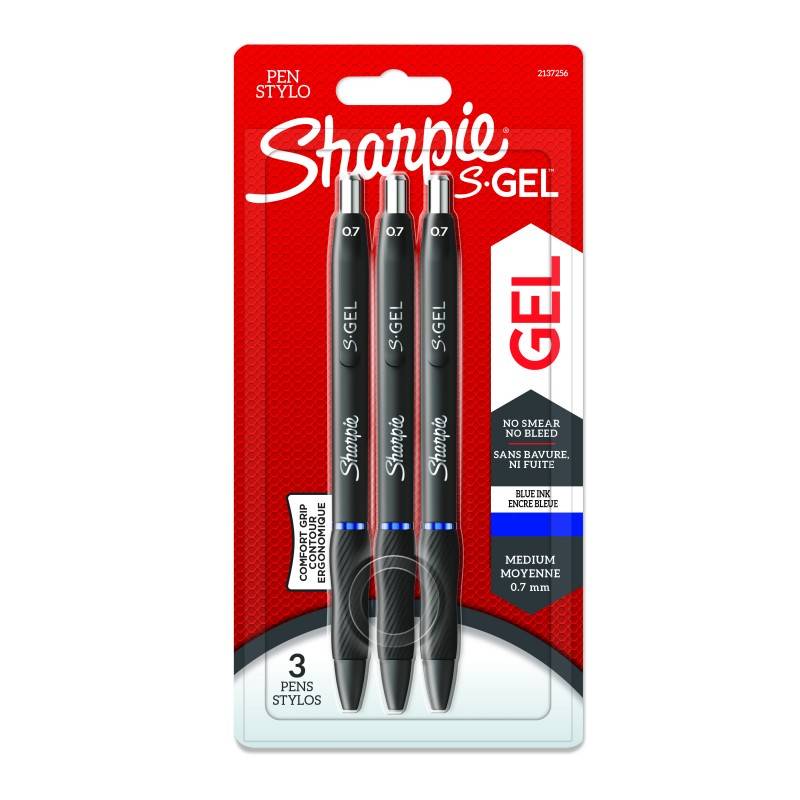 Ensemble de stylo marqueur Sharpie S Gel; 3 des unités; couleur bleue