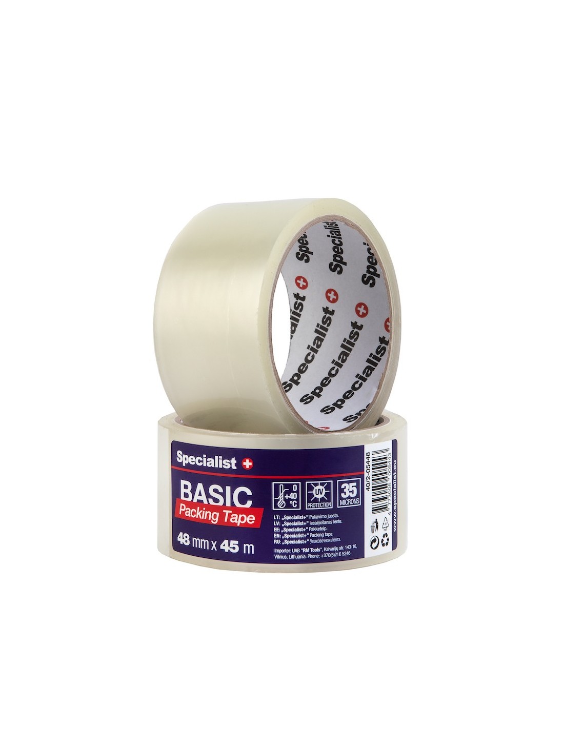 Ruban d'emballage Specialist TPGA-001T/CS; 48 mm; 45 m; transparent