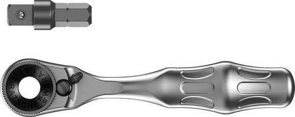 Rochet Wera 8001 A Zyklop mini; 1/4''; 87 mm; Avec adaptateur