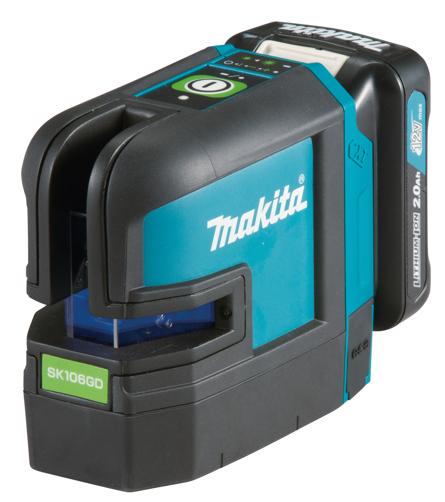 Niveau laser de ligne transversale Makita SK106GDWA; 12 V; 1x2,0 Ah accu.