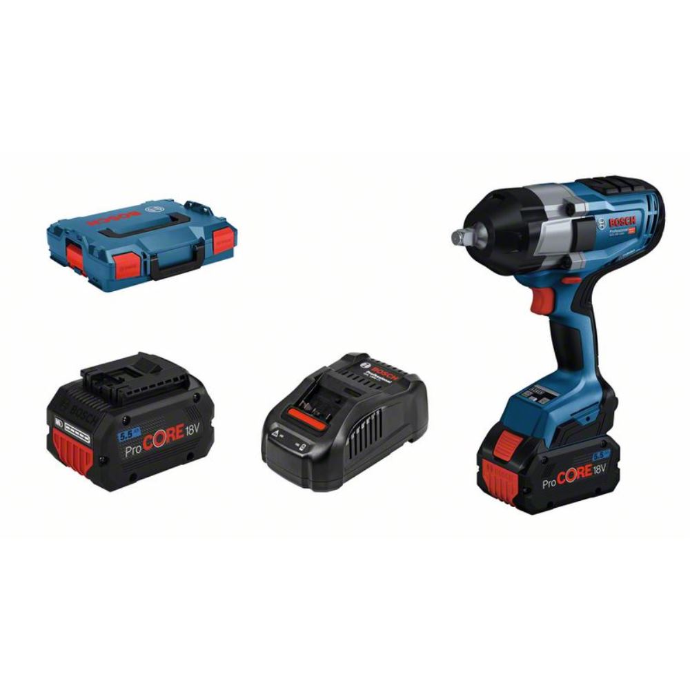 Clé à chocs Bosch GDS 18V-1000 BITURBO; 18 V; 2x5,5 Ah accu.
