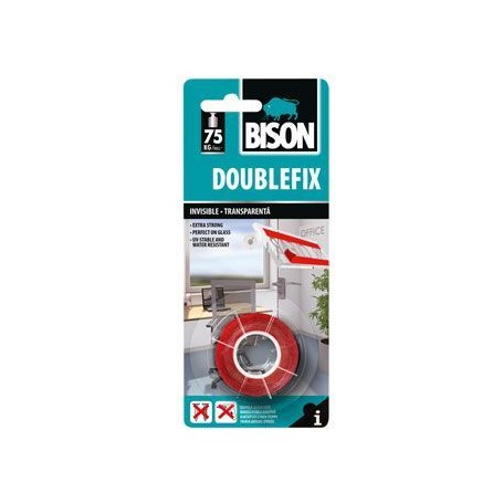 Ruban adhésif double face Bison 6312504 Doublefix; 19 mm; 1,5 m; transparent