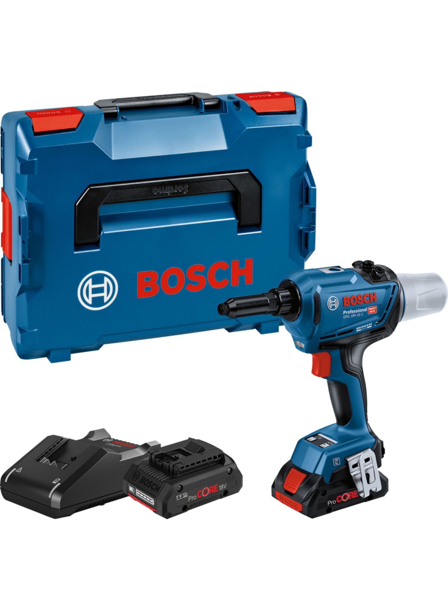 Outil de rivetage sans fil Bosch GRG 18V-16 C; 18 V; 2x4,0 Ah accu.