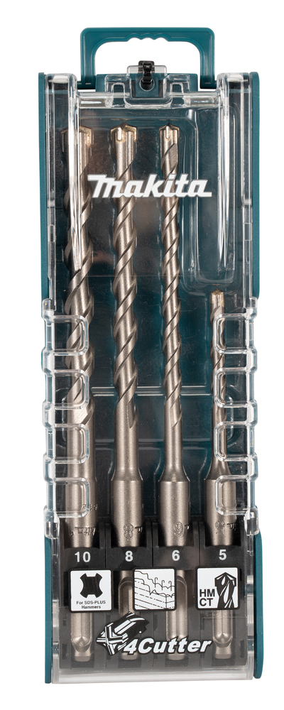 Ensemble de forets pour marteaux rotatifs Makita E-14249; SDS-Plus; 4 unités