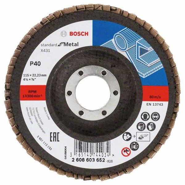 Meule-éventail Bosch Standard for Metal 2608603654; 115x22,23 mm; K80