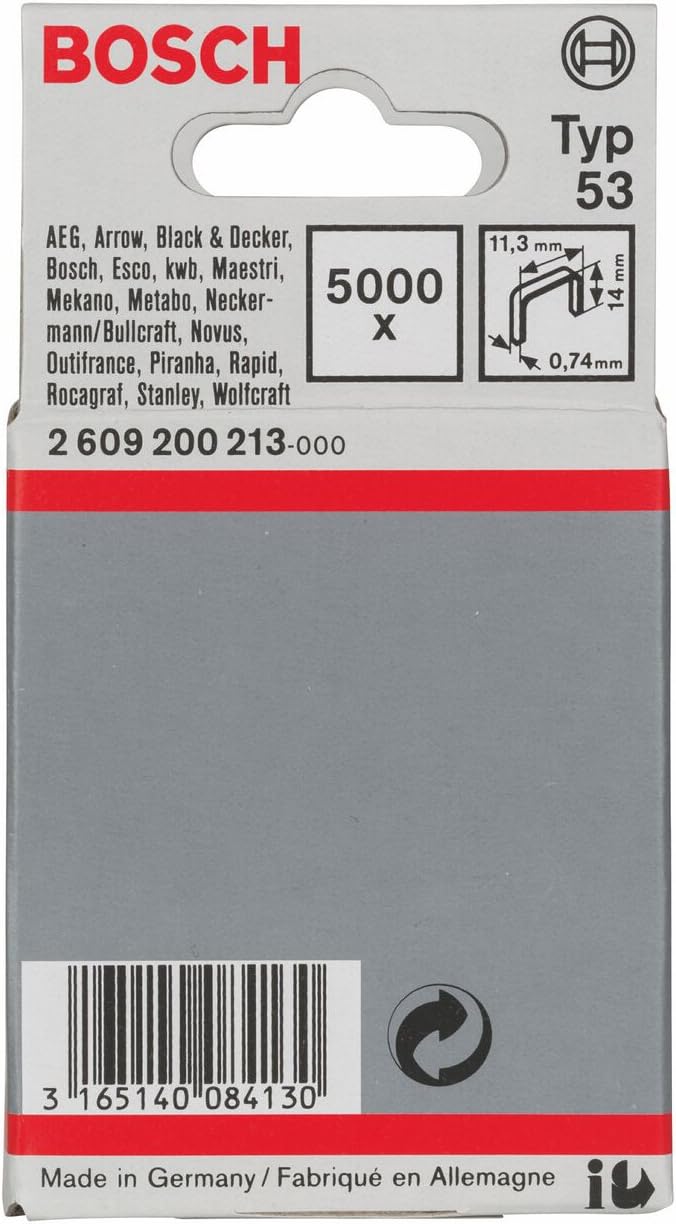 Agrafes Bosch 2609200213; 11,4x14 mm; 5000 pcs .; TYP 53