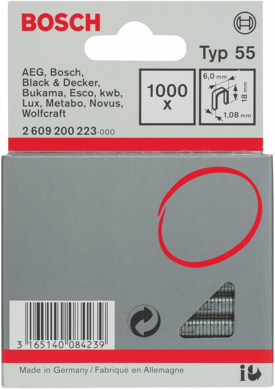 Agrafes Bosch 2609200223; 6,0x18 mm; 1000 pcs .; TYPE 55