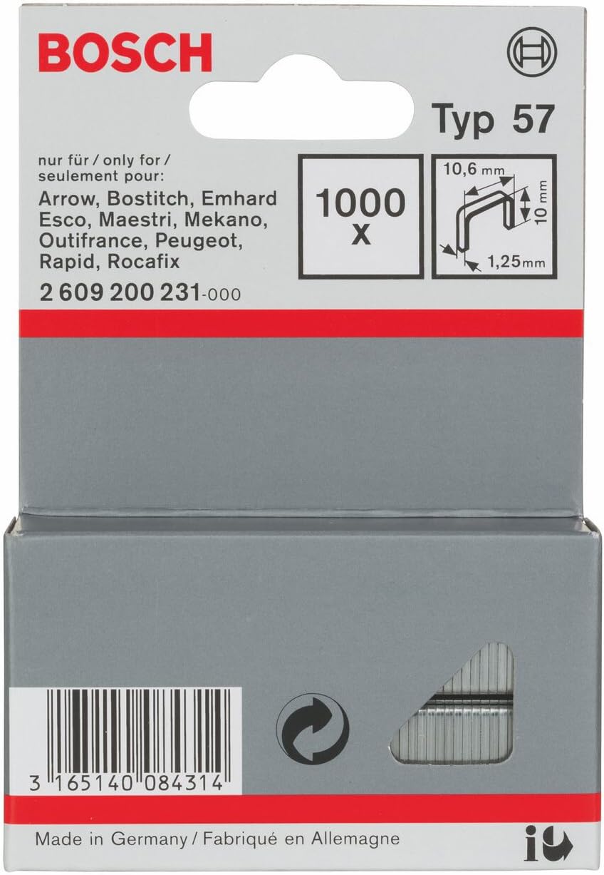 Agrafes Bosch 2609200231; 10,6x10 mm; 1000 pcs .; TYPE 55
