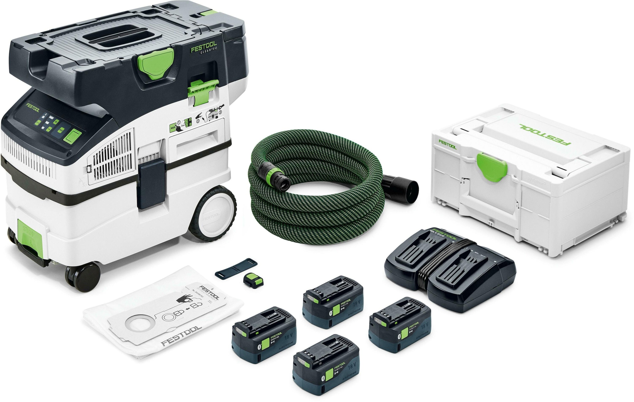 Aspirateur sans fil Festool CLEANTEC CTLC MIDI I-Plus; 18 V; 4x5,0 A accu.