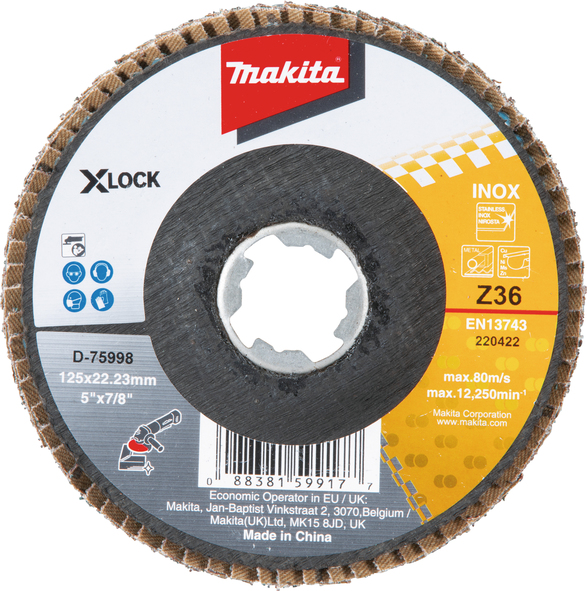 Meule-éventail Makita D-75998; X-lock; 125 mm; K36