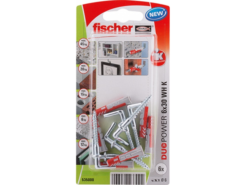 Broche en nylon avec vis Fischer WH K NV; 6x30 mm; 6 unités
