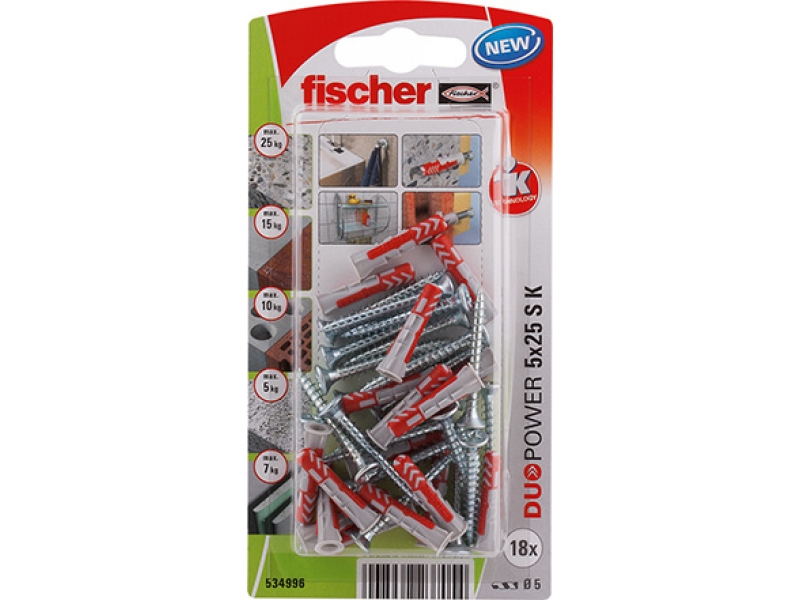 Broche en nylon avec vis Fischer S K NV; 8x40 mm; 8 unités