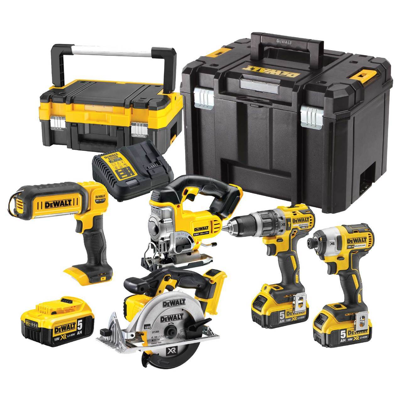 Ensemble d'outils DeWalt (DCD796 + DCF887 + DCS331 +DCS391 + DCL050); 18 V; 3x5,0 Ah accu.