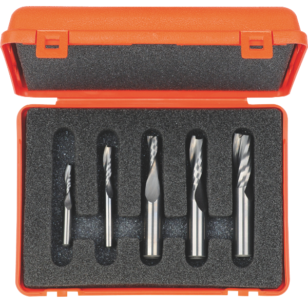 Coffret de forêts pour le bois CMT upcut spiral; 8 mm; 5 les pièces