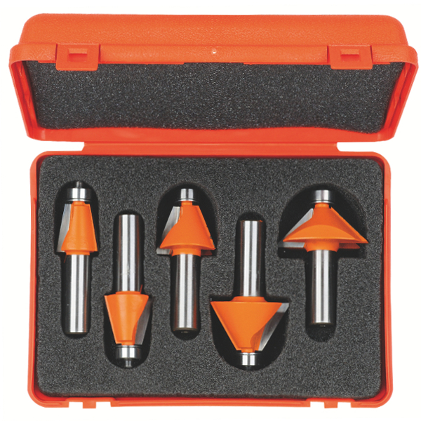 Coffret de forêts pour le bois CMT chamfer; 1/2'' (12,7 mm); 5 les pièces
