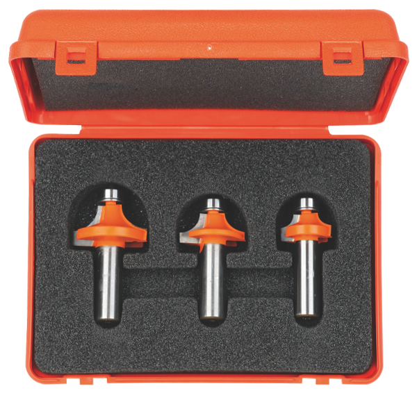 Coffret de forêts pour le bois CMT roundover; 1/4'' (6,35 mm); 3 les pièces