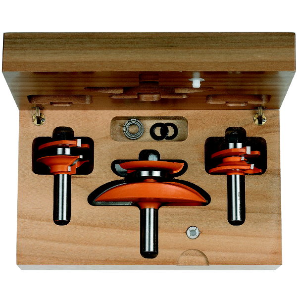 Coffret de forêts pour le bois CMT for raised panel with backcutter; 12 mm); profile D; 3 les pièces