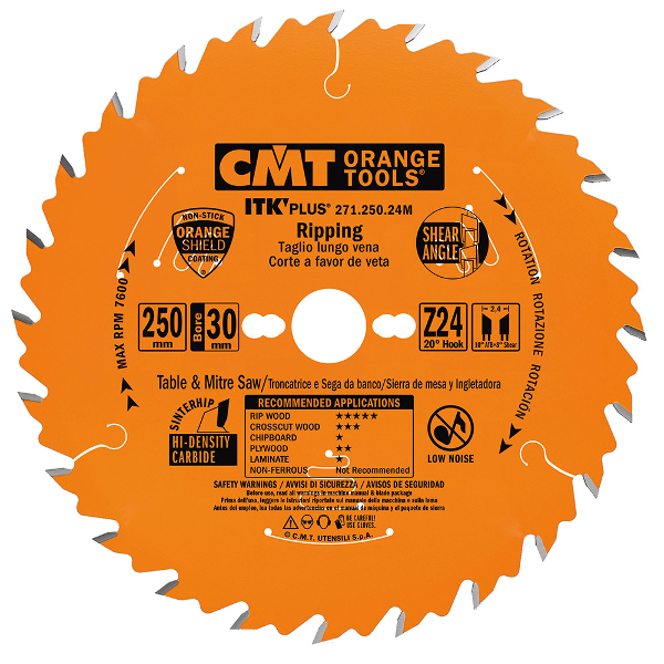 Lame de scie CMT 271; 250x2,4x30; Z24; 20°