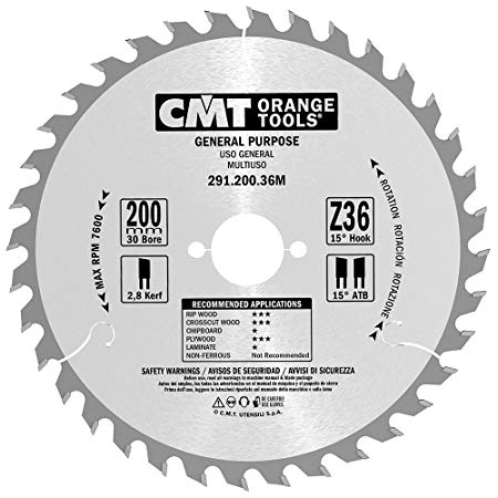 Lame de scie CMT 291; 200x2,8x30; Z36; 15°