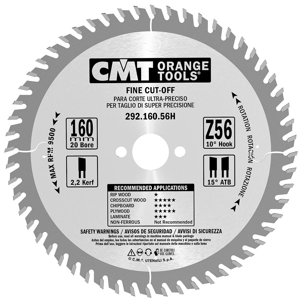 Lame de scie CMT 292; 160x2,2x20; Z56; 15°