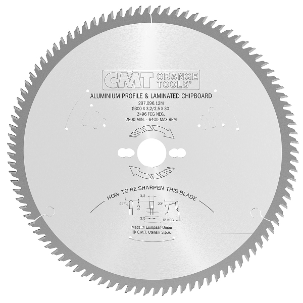 Lame de scie pour stratifié CMT 297; 254x3,2x30; Z80; -5°