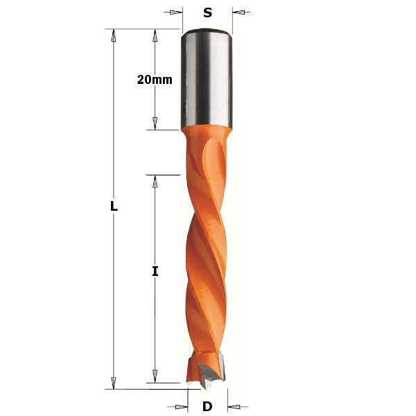 Foret à bois CMT; S=10x20 mm; D=16x43 mm