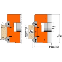 Couteaux profilés pour têtes de coupe CMT 695.005.B6; 2 unités