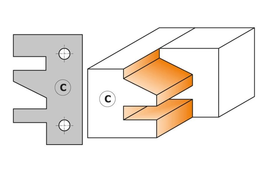 Couteaux profilés pour têtes de coupe CMT 695.014C; 2 unités
