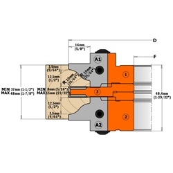 Couteaux profilés pour têtes de coupe CMT 695.015.A2; 2 unités