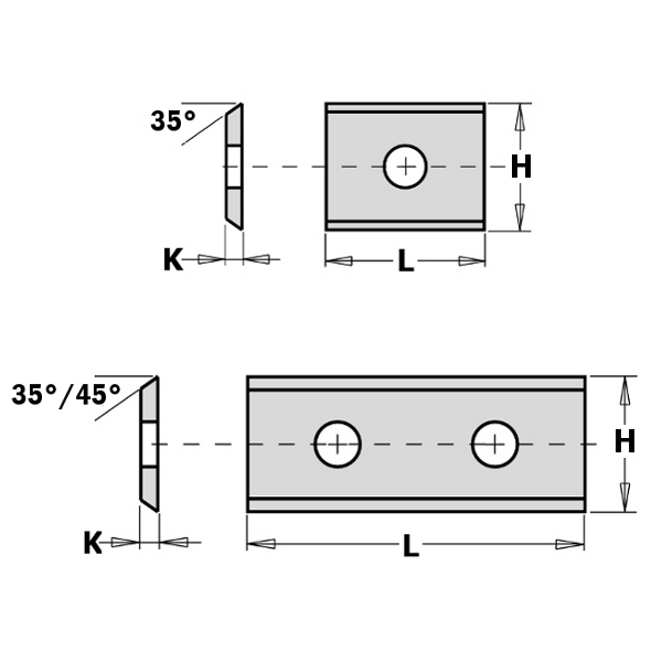 Lames de rabot CMT 790.315.00;  31,5X9X1,5 mm