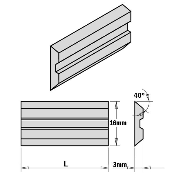 Lames de rabot CMT 795.270.16; 270x16x3 mm; 2 unités