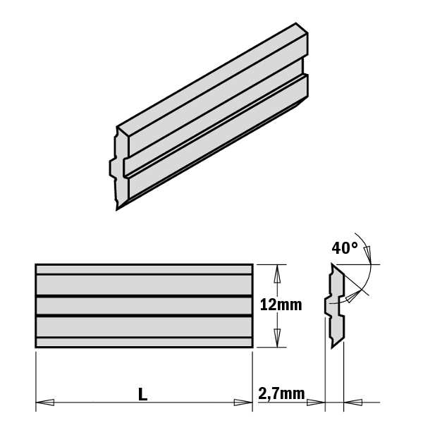 Lames de rabot CMT 795.410.12; 410x12x2,7 mm; 2 unités