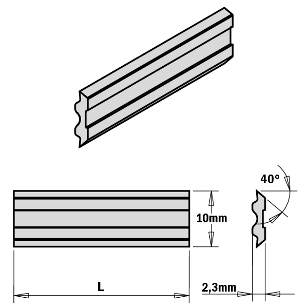 Lames de rabot CMT 795.530.10; 530x10x2,3 mm; 2 unités