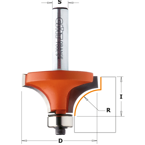 Fraise à rainurer CMT; S=1/2''; D=38,1 mm; avec palier