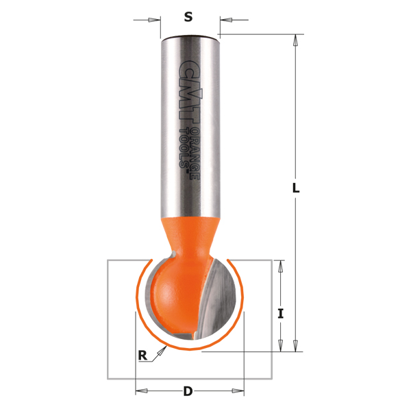 Fraise spherique CMT; S=12 mm; D=25,4 mm; R=12,7 mm